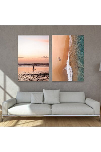 Marktna لوحة قماشية ثنائية بتصميم مودرن مع برواز شامبين مجوف