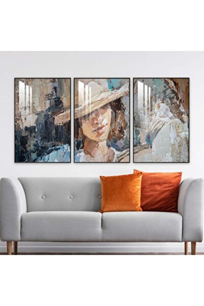 Marktna ثلاث لوحات جدارية خشبية مع برواز خشبي فضي و طبقة من الاكريلك الشفاف