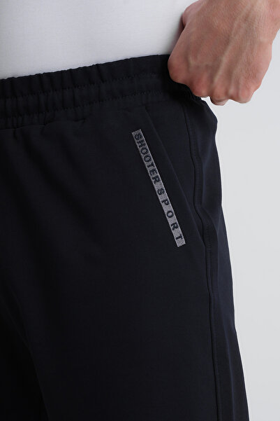 Shooter Sportswear Чоловічі літні капрі синього кольору, зручний крій, бічні кишені, регульована талія на резинці, вишивка.