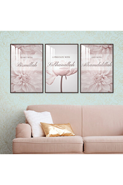 4gdran ثلاث لوحات جدارية خشبية مع برواز خشبي شامبين و طبقة من الاكريلك الشفاف