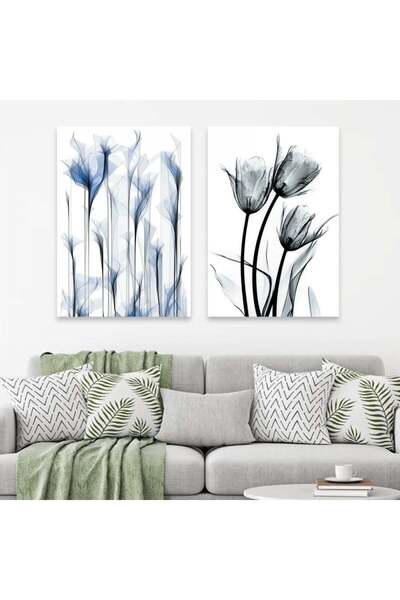 Marktna لوحة قماشية ثنائية بتصميم وردة مع برواز شامبين مجوف