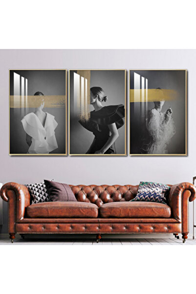 SND ثلاث لوحات جدارية خشبية مع برواز خشبي شامبين و طبقة من الاكريلك الشفاف