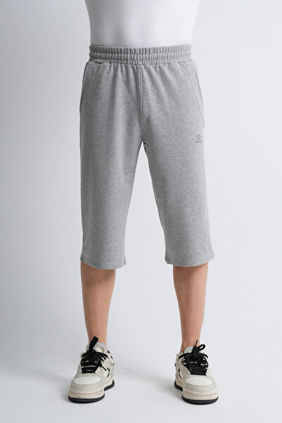Shooter Sportswear Ανδρικό καλοκαιρινό Capri Elite γκρι κέντημα με λεπτομέρεια άνετη εφαρμογή ρυθμιζόμενο μακρύ σορτς με ελαστική μέση
