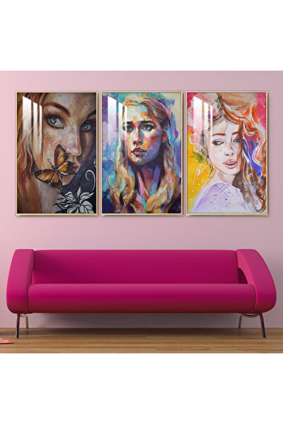 SND ثلاث لوحات جدارية خشبية مع برواز خشبي فضي و طبقة من الاكريلك الشفاف