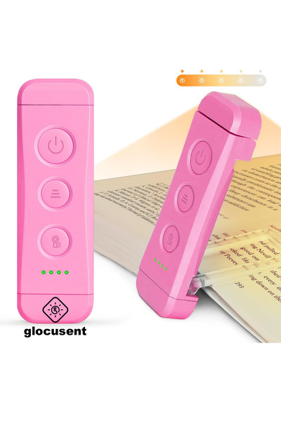 Glocusent USB Şarj Edilebilir LED Kitap Ayracı Arası Okuma Işığı Ayracı Portatif Şarj Edilebilir Pembe