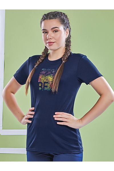 Technosport By Styli Graphic Print Crew Neck Short Sleeve Top