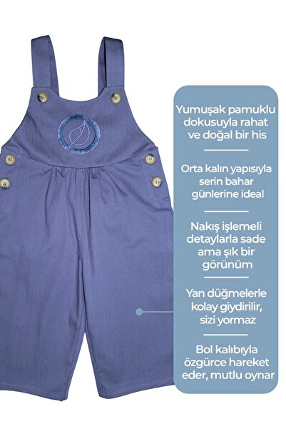 Ozmoz By Mukadder Özden Embroidered Navy Blue Spring Baby Girl Jumpsuit