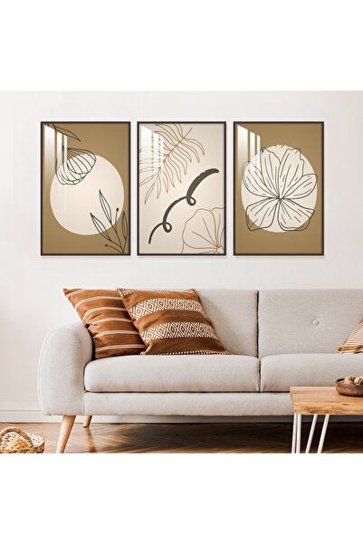 4gdran ثلاث لوحات جدارية خشبية بتصميم الفن البوهيمي مع برواز خشبي شامبين و طب...