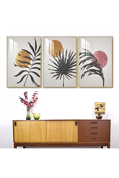 4gdran ثلاث لوحات جدارية خشبية مع برواز خشبي شامبين و طبقة من الاكريلك الشفاف