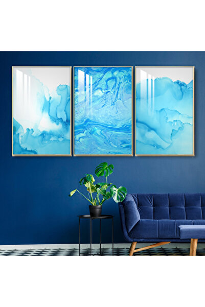 4gdran ثلاث لوحات جدارية خشبية مع برواز خشبي شامبين و طبقة من الاكريلك الشفاف