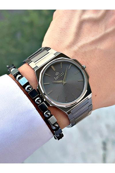 Bentini Men's Wrist Watch – Steel Band, Waterproof, 2-Year Warranty, Gift Bracelet