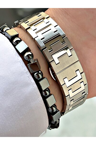 Bentini Men's Wrist Watch with Calendar – Steel Band, Waterproof, 2-Year Warranty, Gift Bracelet