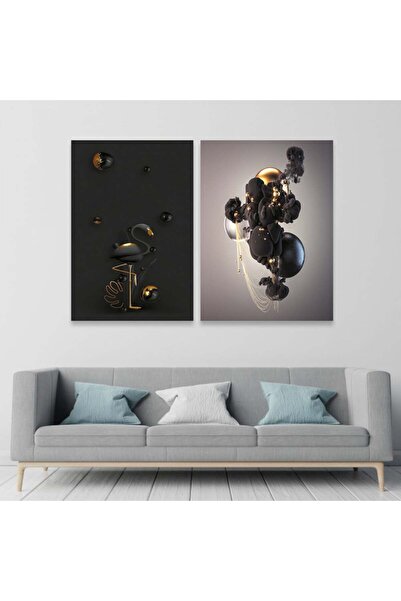 SND لوحة قماشية ثنائية بتصميم مودرن مع برواز شامبين مجوف