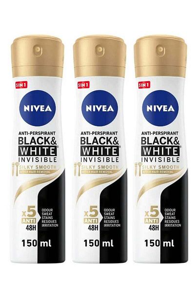 NIVEA Black & White Antiperspirant for Women Spray 150 ml (3 Packs)