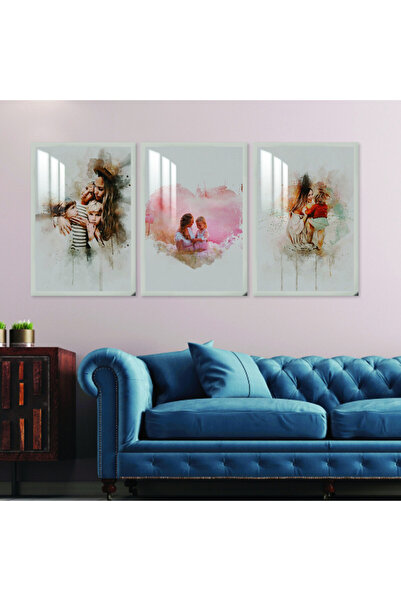 SND ثلاث لوحات جدارية خشبية مع برواز خشبي فضي و طبقة من الاكريلك الشفاف