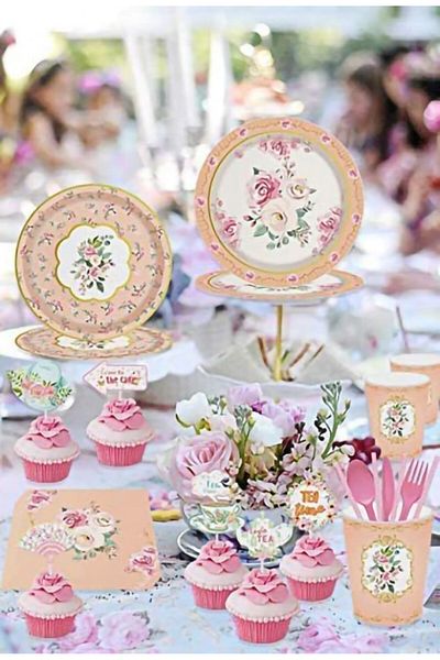 JeVenis party tableware set, cardboard, multicolor, 56 pieces
