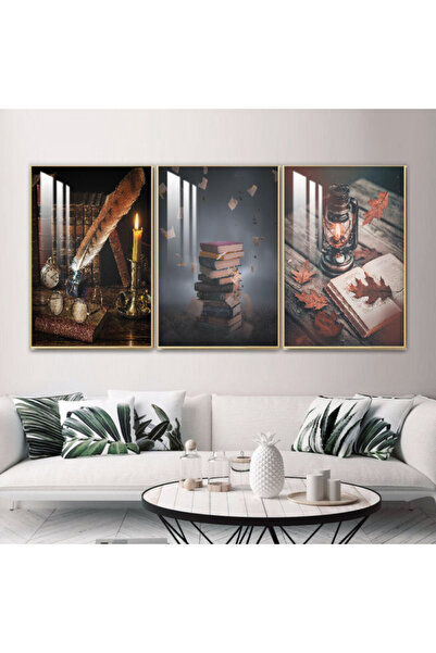 SND ثلاث لوحات جدارية خشبية مع برواز خشبي فضي و طبقة من الاكريلك الشفاف