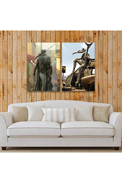 4gdran لوحة قماشية ثنائية بتصميم أنمي مع برواز بني مجوف