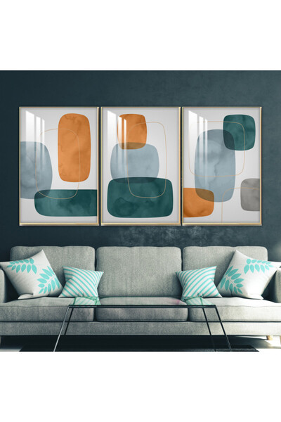 SND ثلاث لوحات جدارية خشبية مع برواز خشبي فضي و طبقة من الاكريلك الشفاف