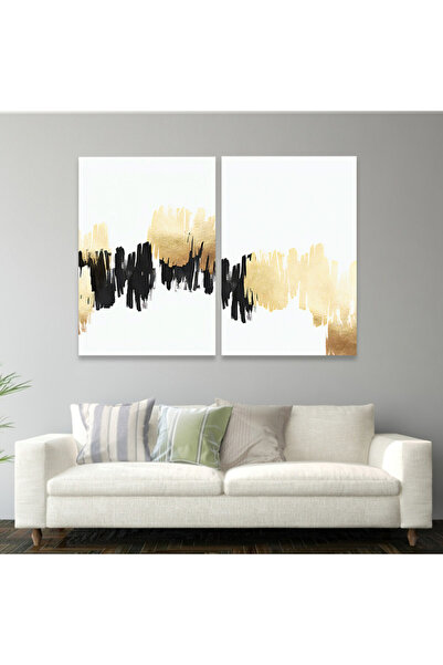 Marktna لوحة قماشية ثنائية بتصميم مودرن مع برواز شامبين مجوف