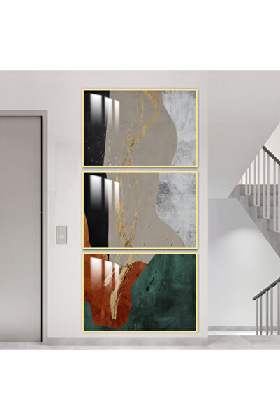 4gdran ثلاث لوحات جدارية خشبية مع برواز خشبي ذهبي و طبقة من الاكريلك الشفاف