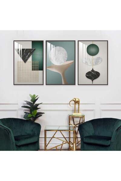 SND ثلاث لوحات جدارية خشبية مع برواز خشبي شامبين و طبقة من الاكريلك الشفاف