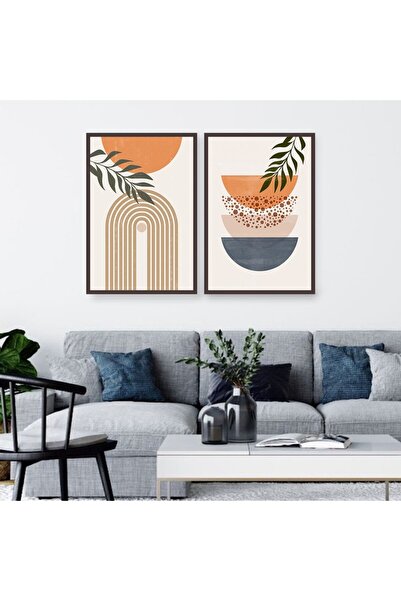 Marktna لوحة قماشية ثنائية بتصميم الفن البوهيمي مع برواز شامبين مجوف