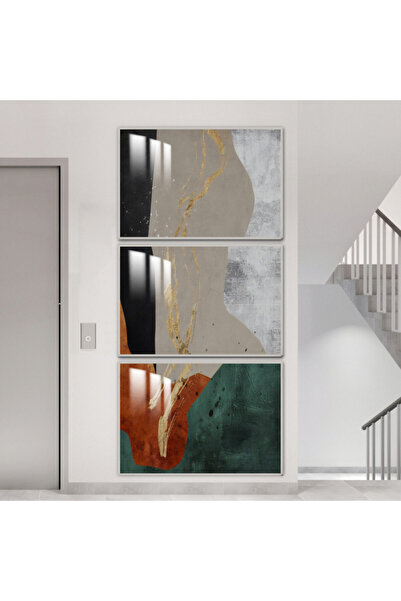 4gdran ثلاث لوحات جدارية خشبية مع برواز خشبي فضي و طبقة من الاكريلك الشفاف