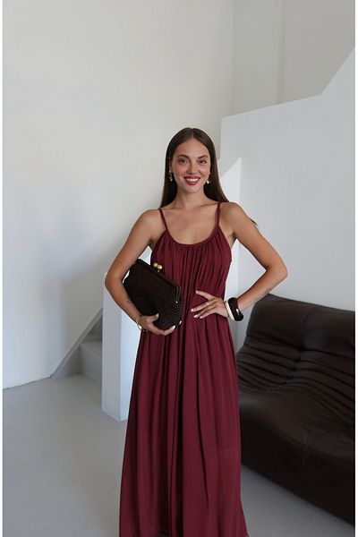 Laluvia Rochie roșie Claret cu croială confortabilă - 3173