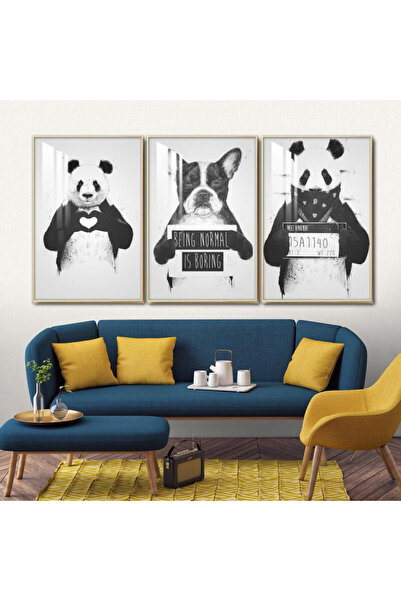 4gdran ثلاث لوحات جدارية خشبية مع برواز خشبي بني و طبقة من الاكريلك الشفاف