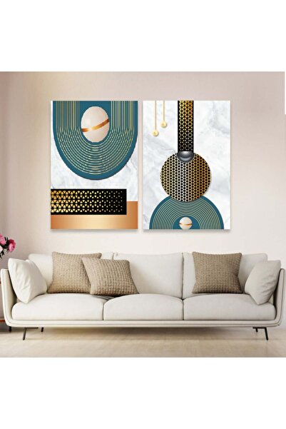 Marktna لوحة قماشية ثنائية بتصميم مودرن مع برواز شامبين مجوف