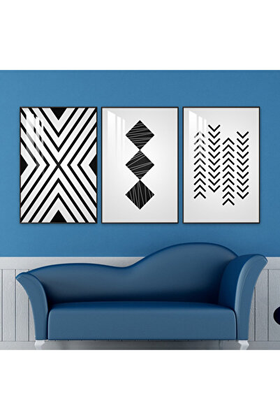 SND ثلاث لوحات جدارية خشبية مع برواز خشبي فضي و طبقة من الاكريلك الشفاف