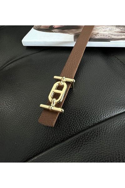 Lydie's Thin Women's Belt with Gold Buckle, Trouser Belt, Shirt Belt, Jacket Belt