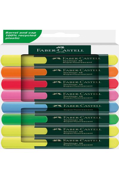 OEM Faber castell, Textliner 48, Textmarker Set 8 Pack, Durable Tip 125 mm, Water Based Ink