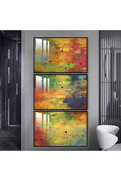 SND ثلاث لوحات جدارية خشبية مع برواز خشبي اسود و طبقة من الاكريلك الشفاف