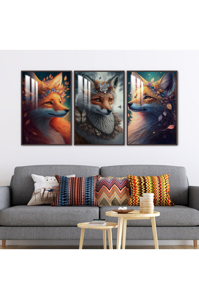 SND ثلاث لوحات جدارية خشبية مع برواز خشبي شامبين و طبقة من الاكريلك الشفاف