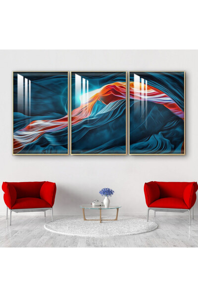 SND ثلاث لوحات جدارية خشبية مع برواز خشبي شامبين و طبقة من الاكريلك الشفاف