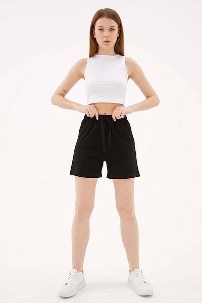 Fashion Friends Pantaloni scurți confortabili elastici negri