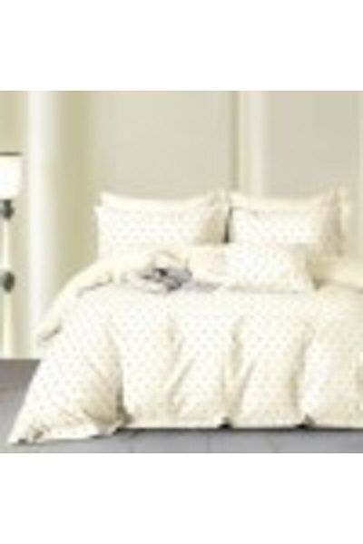 Pucioasa Double Bedding Set Percale Cream with Polka Dots, 100% Cotton, Duvet Sheet 200x230cm, PRC191