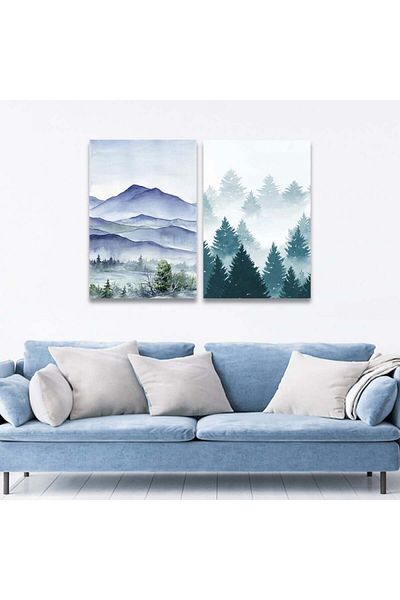 4gdran Nature Design Double Canvas Painting with Hidden Wooden Frame