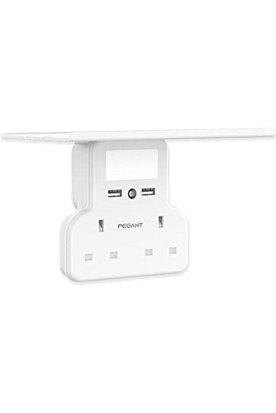 Generic محول طاقة تمديد متعدد المقابس من PEGANT مع منفذي USB وإضاءة ليلية ورف، وشاحن حائط كهربائي ثنائي الاتجاه
