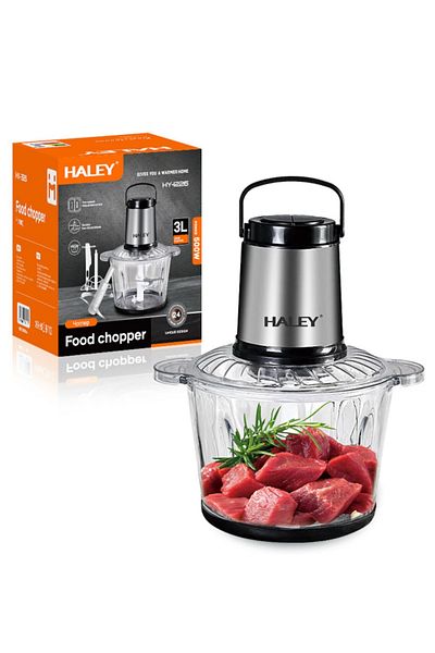 HALEY Tocator Electric HALEY 500W, 4 Lame din Otel Inoxidabil, Recipient Sticla 3L, 2 Viteze Reglabile