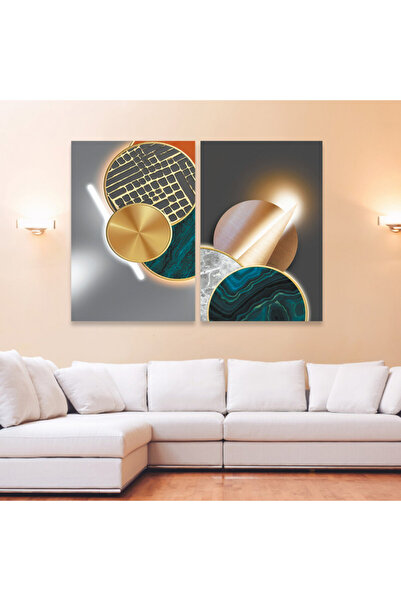 SND لوحة قماشية ثنائية بتصميم مودرن مع برواز فضي مجوف