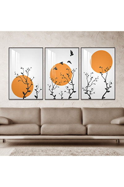 4gdran ثلاث لوحات جدارية خشبية مع برواز خشبي شامبين و طبقة من الاكريلك الشفاف