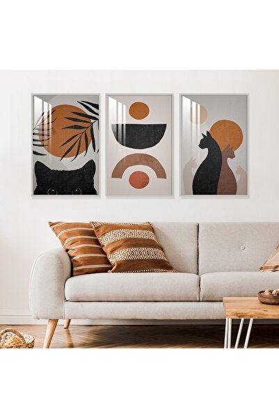 SND ثلاث لوحات جدارية خشبية بتصميم الفن البوهيمي مع برواز خشبي فضي و طبقة من ...