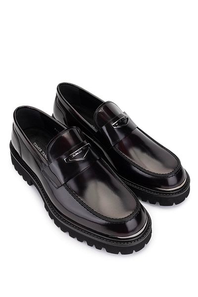 Tamer Tanca Men's Genuine Leather Claret Red Loafer Shoes