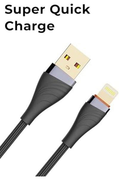 Glassology Braided Cable 30W USB to iPhone-Compatible 1m Fast Charging, Durable Design, Optimal Leng