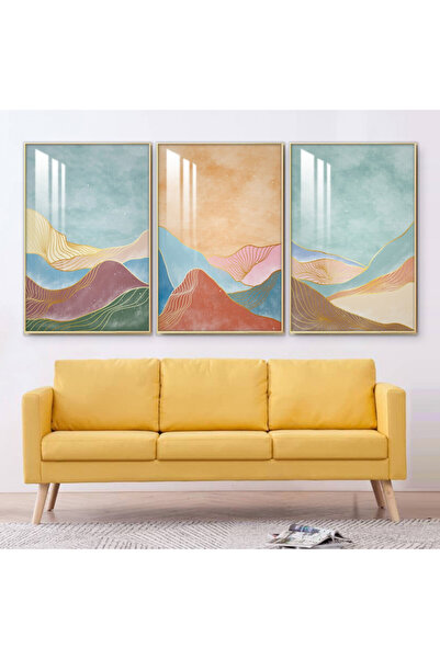 SND ثلاث لوحات جدارية خشبية مع برواز خشبي شامبين و طبقة من الاكريلك الشفاف