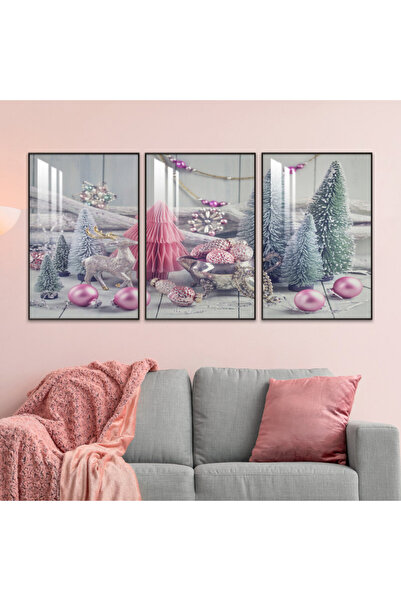 4gdran ثلاث لوحات جدارية خشبية مع برواز خشبي فضي و طبقة من الاكريلك الشفاف