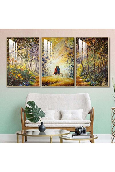 SND ثلاث لوحات جدارية خشبية مع برواز خشبي فضي و طبقة من الاكريلك الشفاف